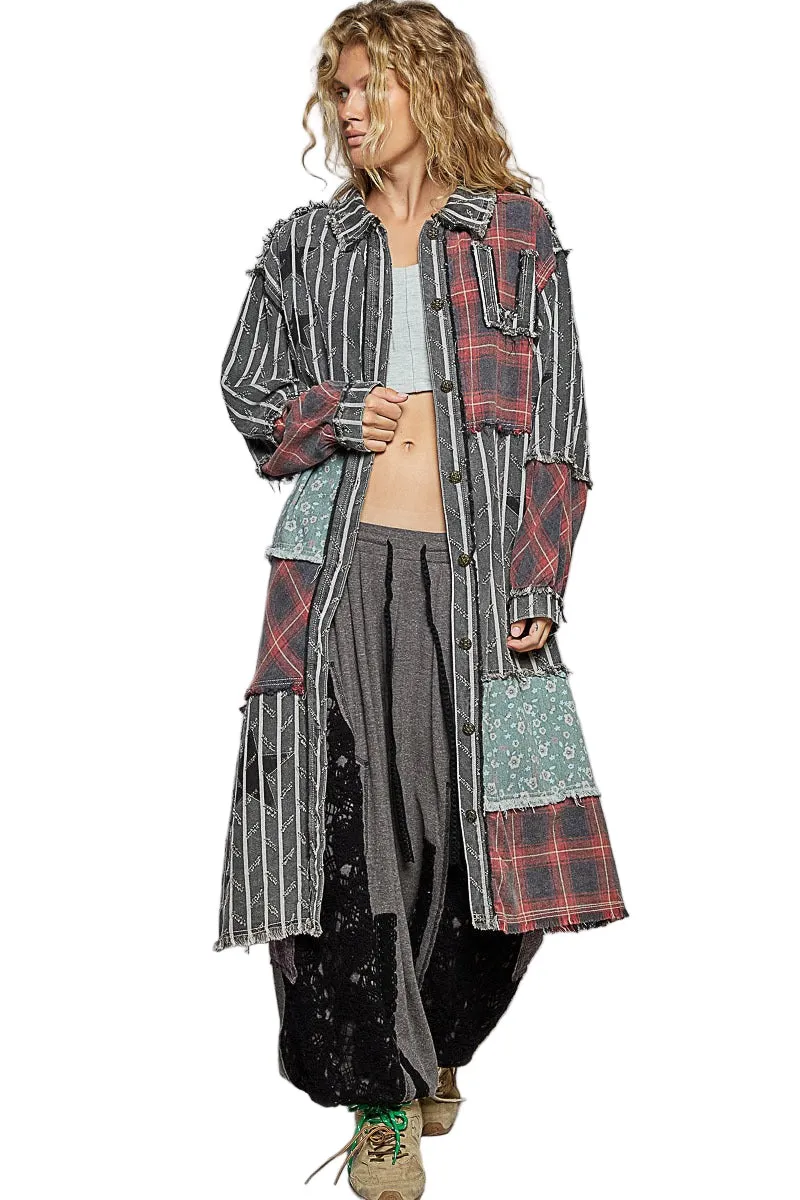 Striped Floral Patch Balloon Sleeve Jacket sold by BOLD elements product image thumbnail 4