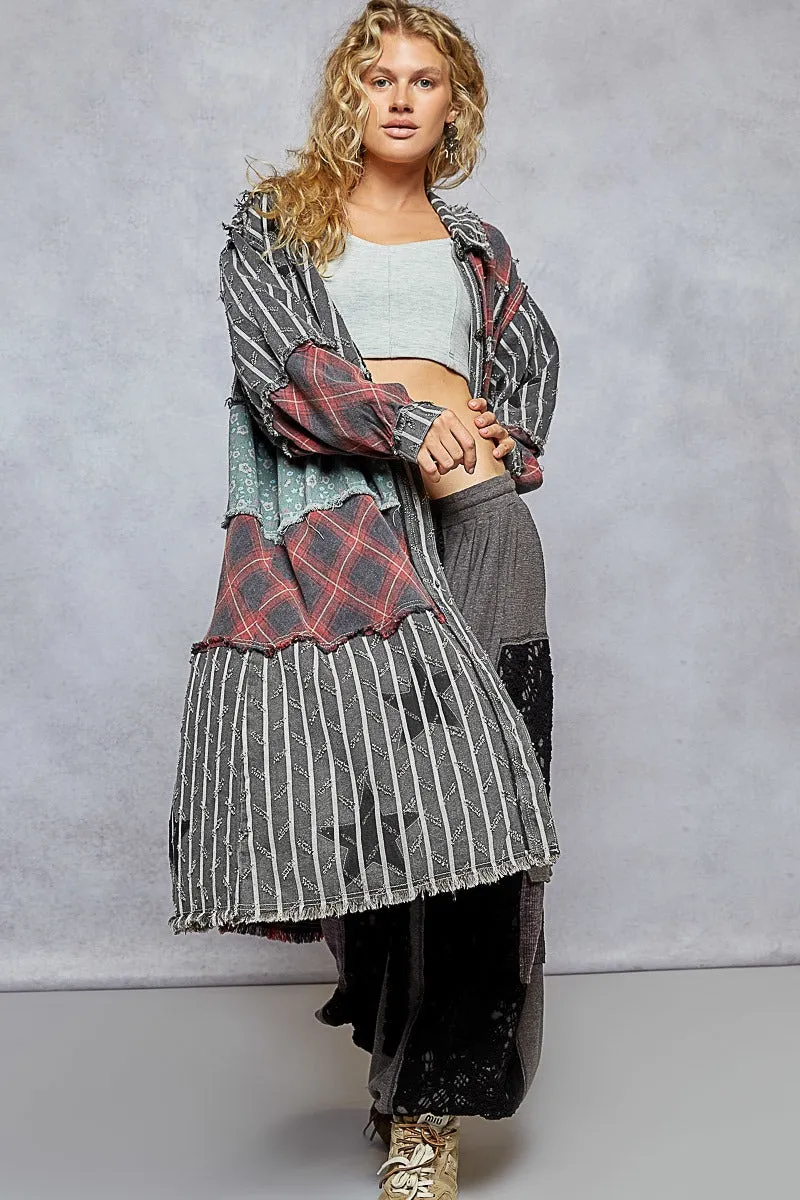 Striped Floral Patch Balloon Sleeve Jacket sold by BOLD elements product image thumbnail 5