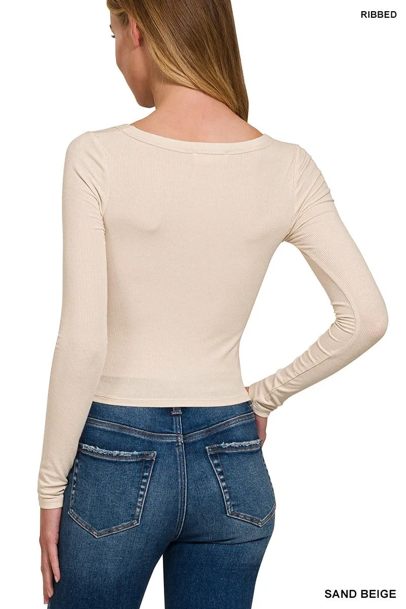 Ribbed Boat Neck Long Sleeve Shirt sold by BOLD elements product image thumbnail 3