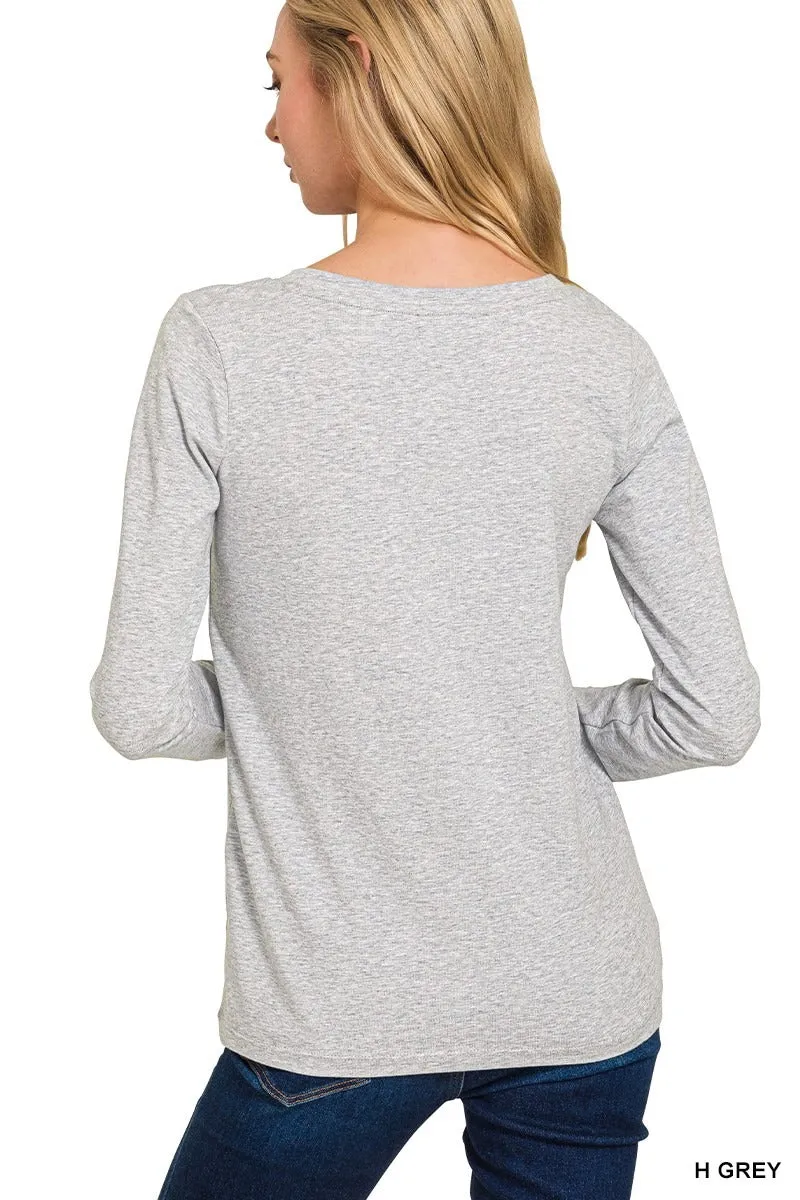 Cotton V-neck Long Sleeve T-shirt sold by BOLD elements product image thumbnail 2