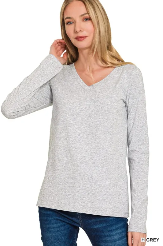 Cotton V-neck Long Sleeve T-shirt sold by BOLD elements