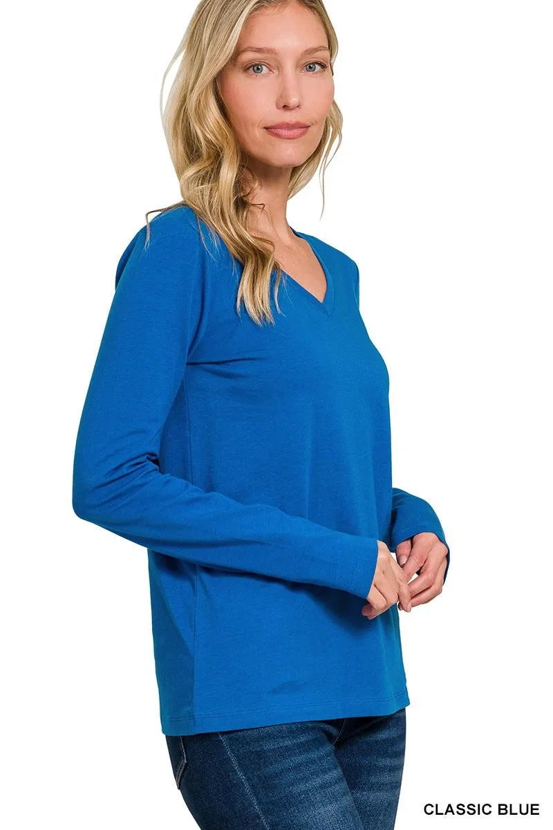 Cotton V-neck Long Sleeve T-shirt sold by BOLD elements product image thumbnail 4