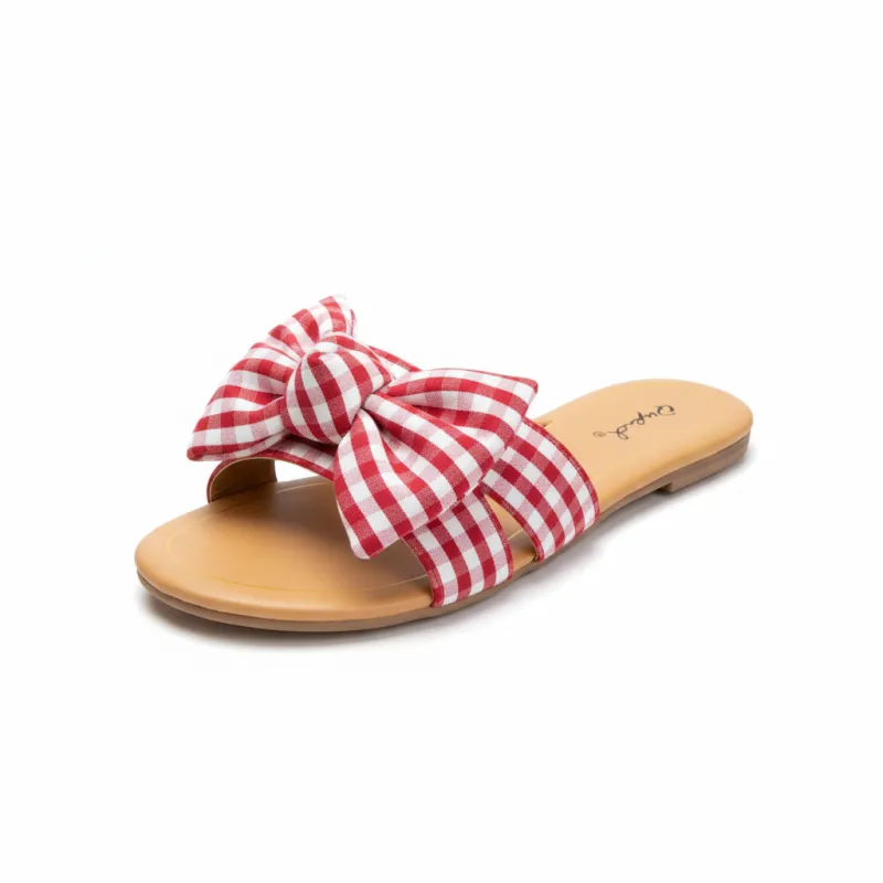 Red Gingham Bow Sandals sold by BOLD elements