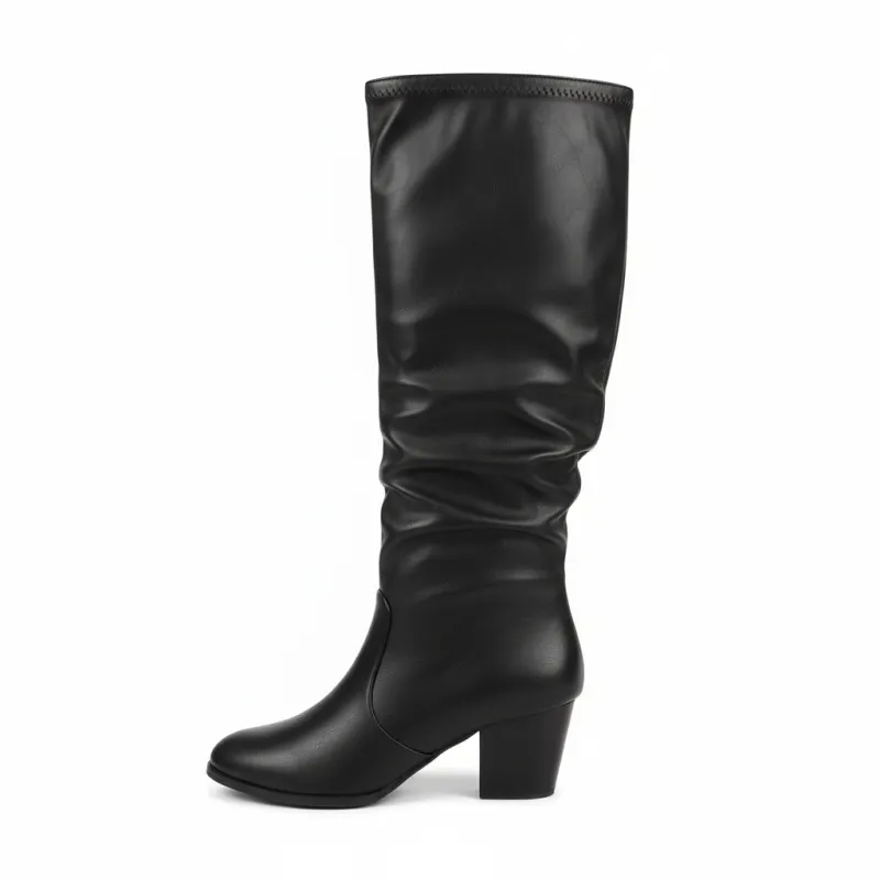 Women's Black Over-the-Knee Slouchy Boots with Block Heel sold by BOLD elements