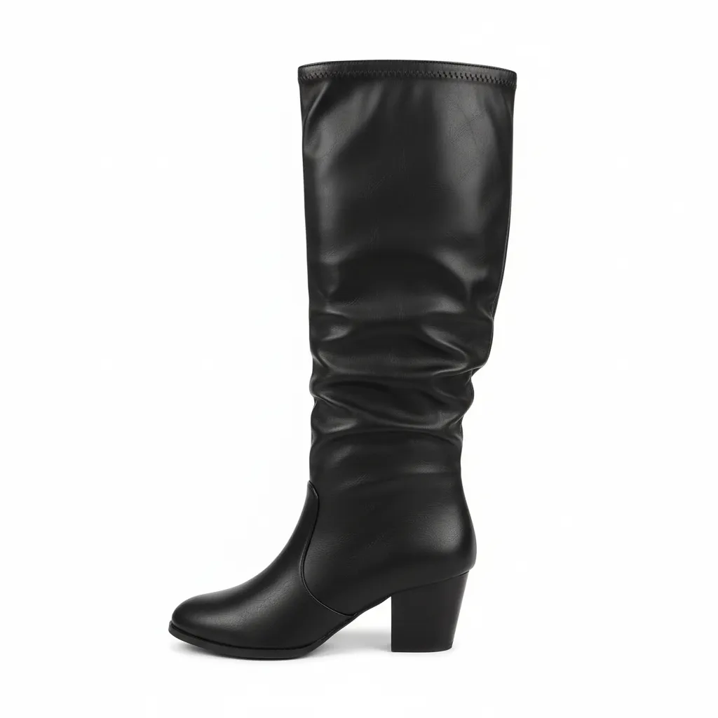 Women's Black Over-the-Knee Slouchy Boots with Block Heel sold by BOLD elements