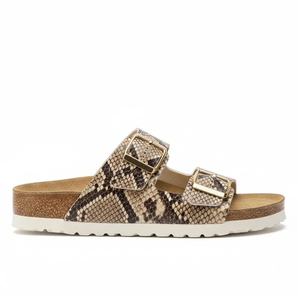 Snake Print Double Buckle Slide Sandals sold by BOLD elements