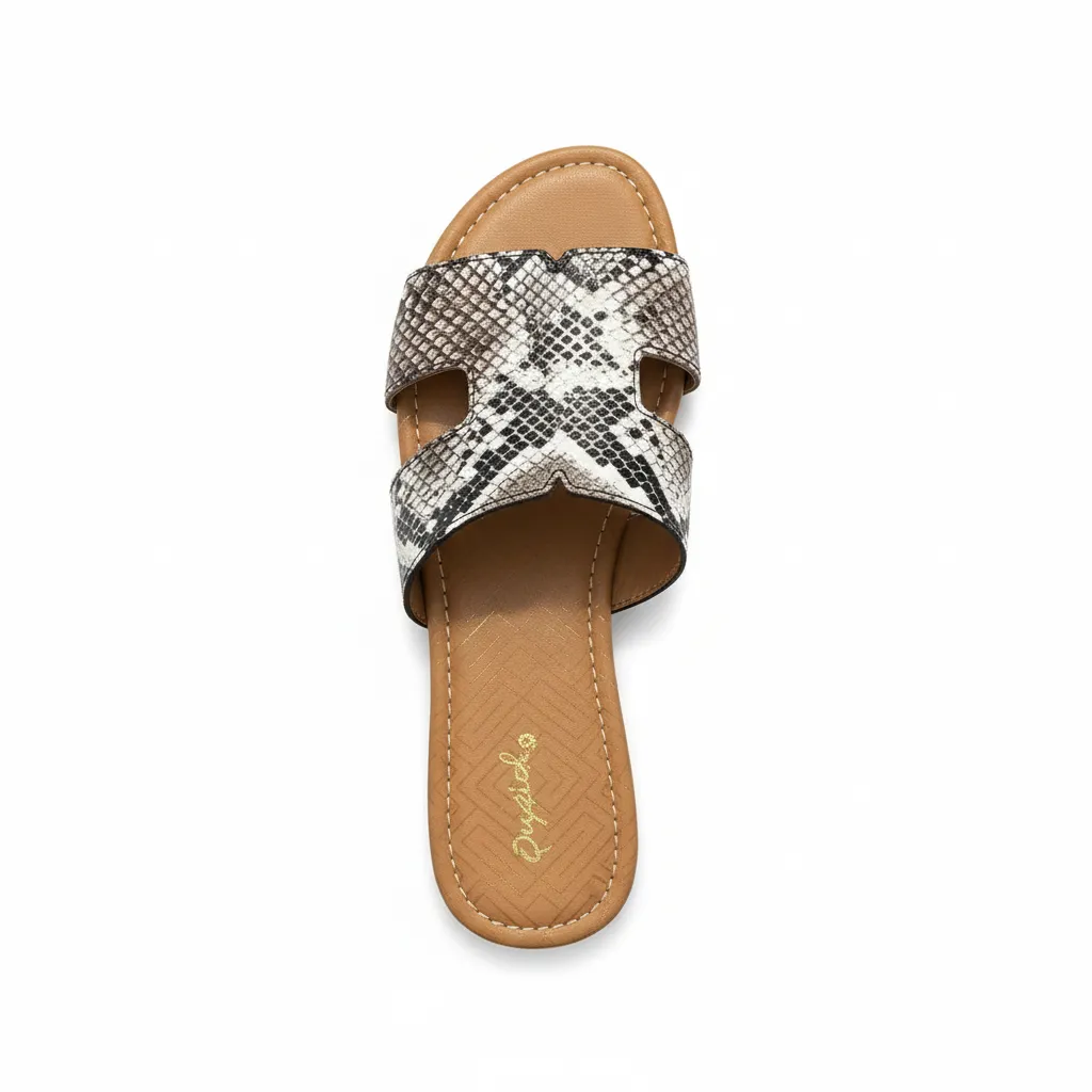Snake Print Slide Sandals - Cutout Strap Design sold by BOLD elements product image thumbnail 3