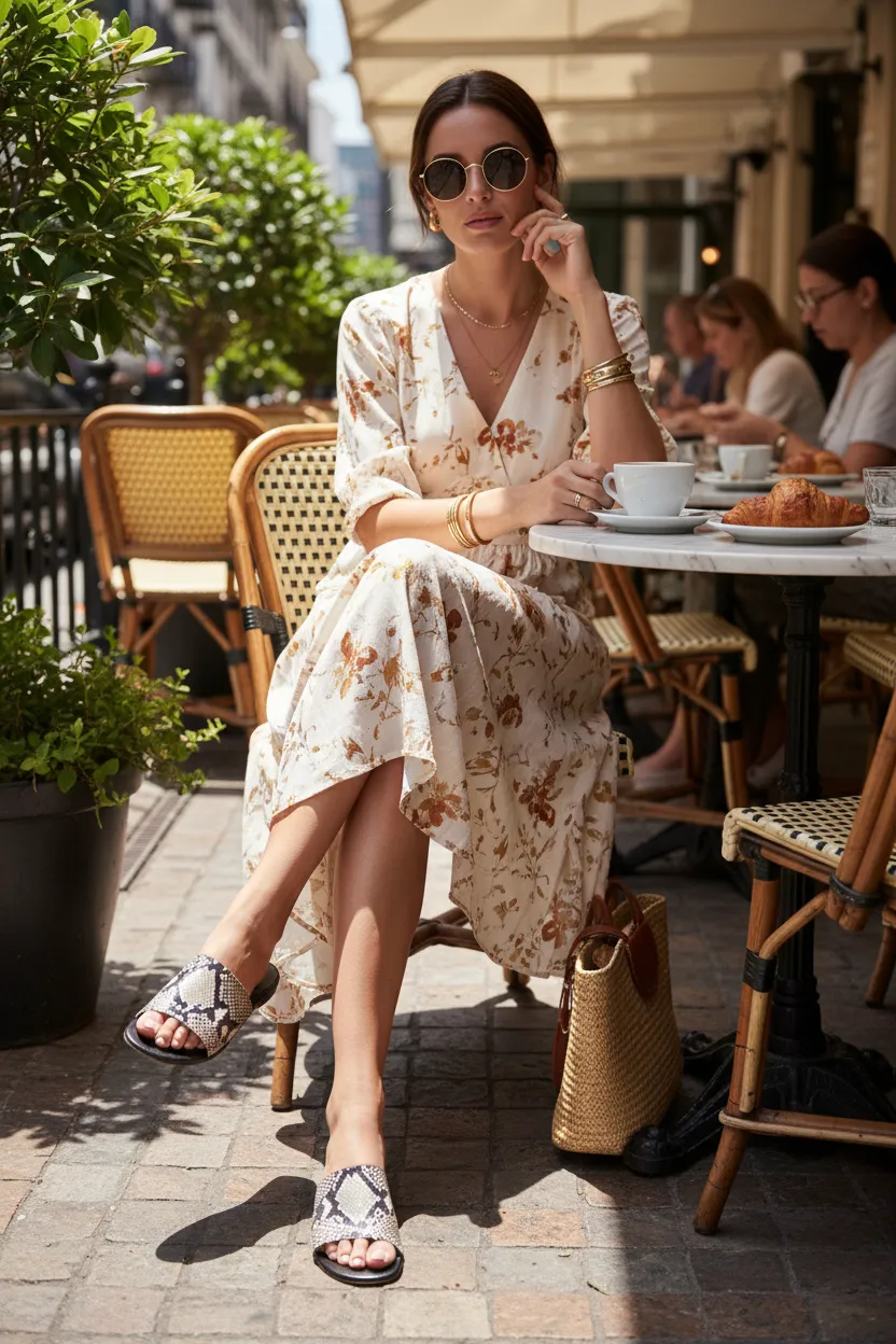 Snake Print Slide Sandals - Cutout Strap Design sold by BOLD elements product image thumbnail 4