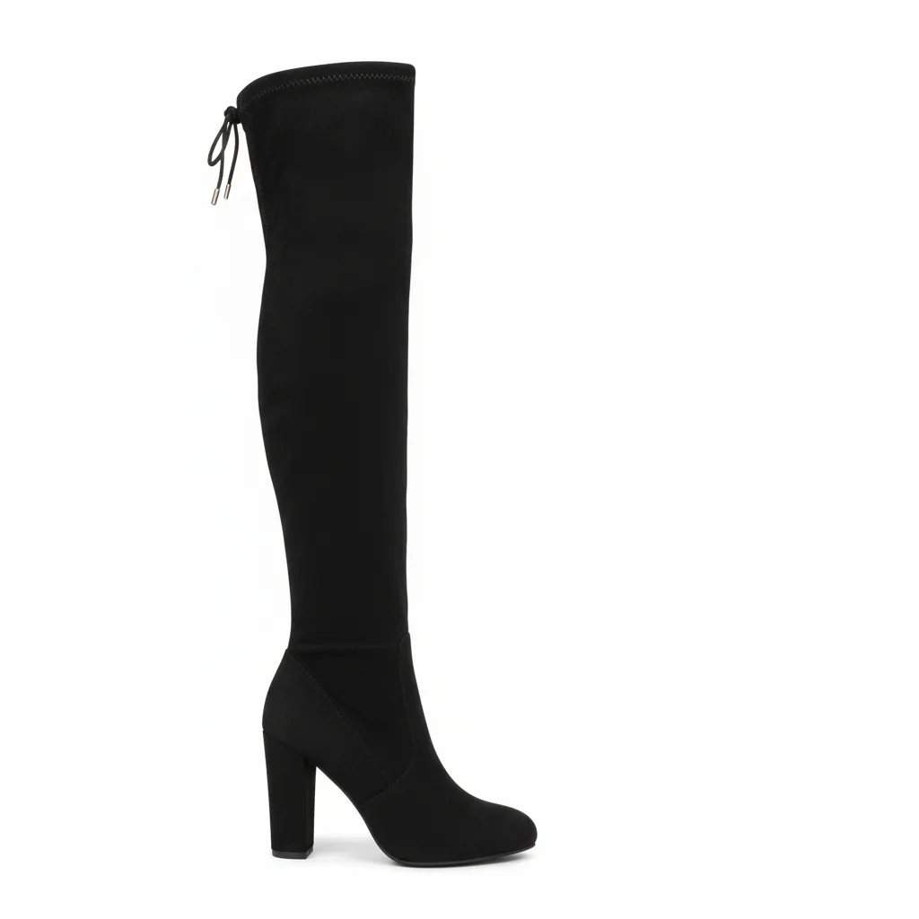 Women's Black Suede Over-The-Knee Boots - Block Heel sold by BOLD elements