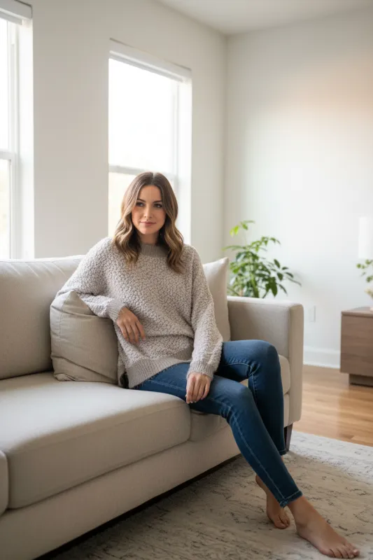 Two-Tone Popcorn Soft Fur Pullover Sweater made by Listicle