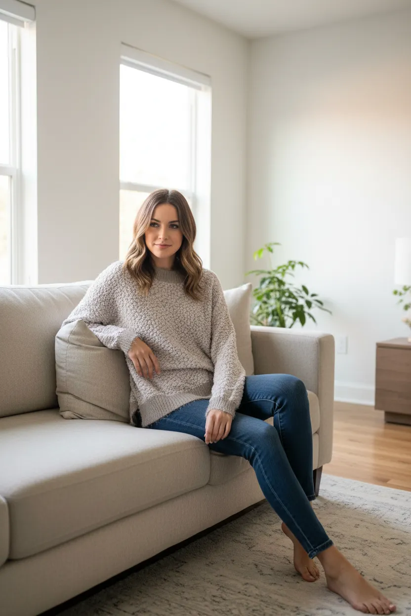 Two-Tone Popcorn Soft Fur Pullover Sweater sold by BOLD elements