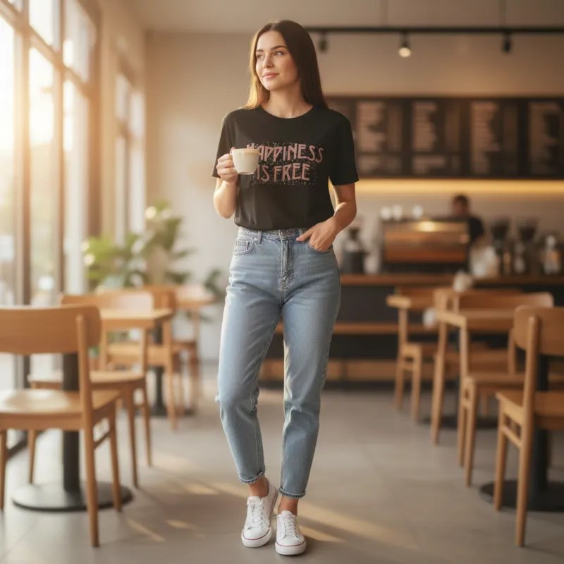 Happiness is Free Rose Gold Graphic Tee made by Bellanblue