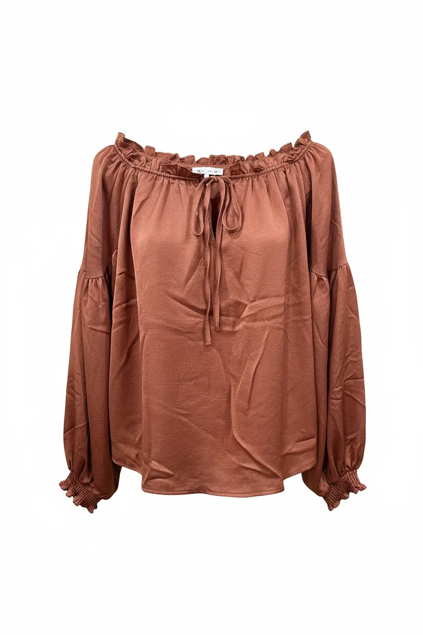 Ruffle Off-Shoulder Blouse with Tie-Front Detail sold by BOLD elements product image thumbnail 3