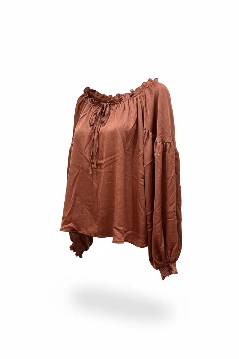 Ruffle Off-Shoulder Blouse with Tie-Front Detail sold by BOLD elements product image thumbnail 5
