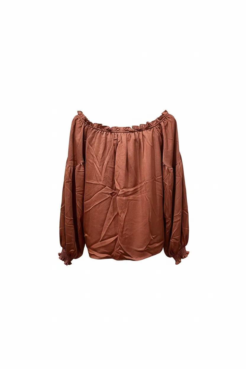 Ruffle Off-Shoulder Blouse with Tie-Front Detail sold by BOLD elements product image thumbnail 4