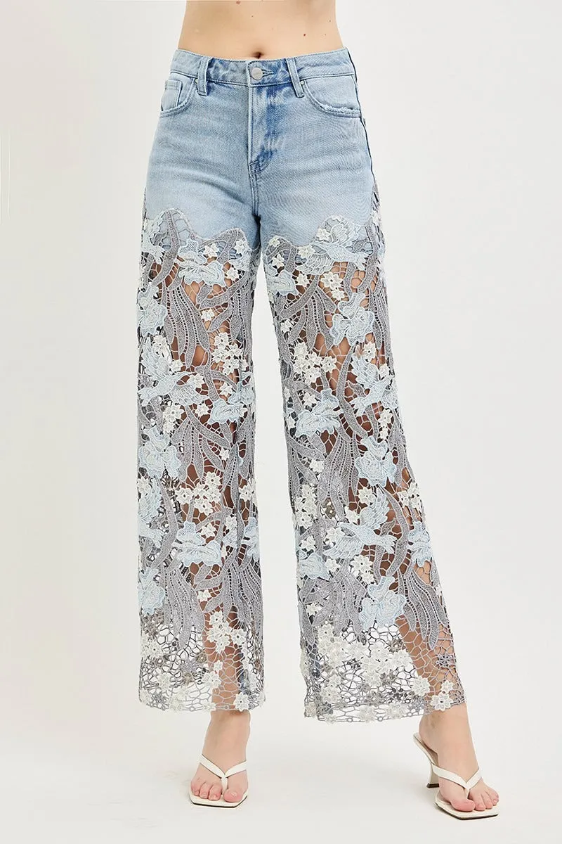 Risen High-Rise Wide-Leg Lace-Up Denim Jeans sold by BOLD elements product image thumbnail 5