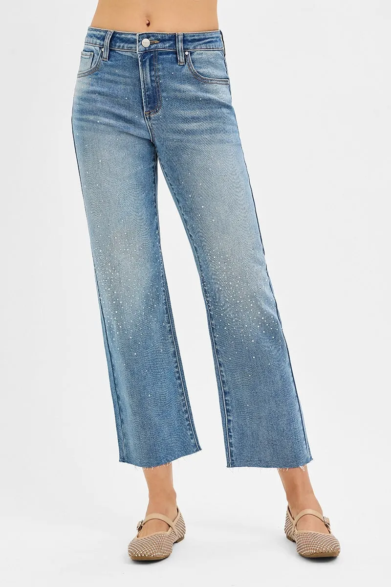Risen High-Rise Crop Straight Rhinestone Jeans sold by BOLD elements product image thumbnail 5