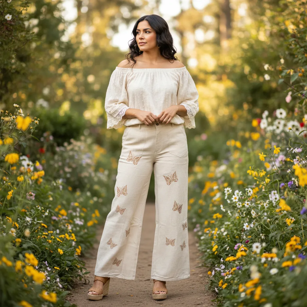 POL Butterfly Embroidered Wide Leg Trousers sold by BOLD elements product image thumbnail 3