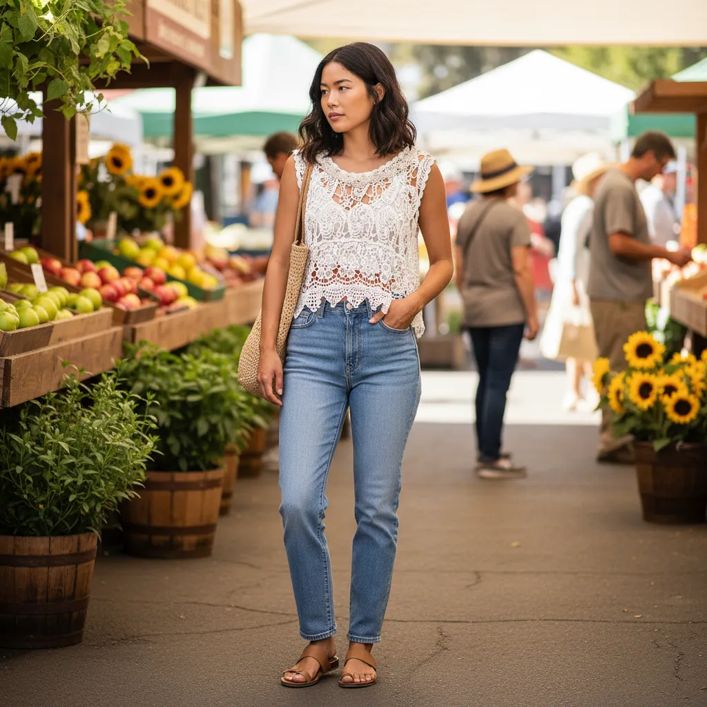 POL Crochet Lace Neck Cropped Top sold by BOLD elements