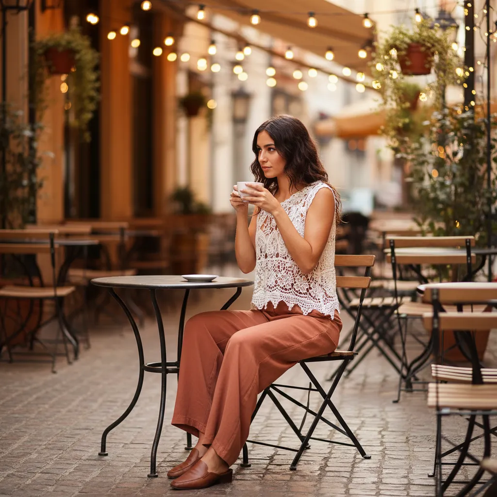 POL Crochet Lace Neck Cropped Top sold by BOLD elements product image thumbnail 3