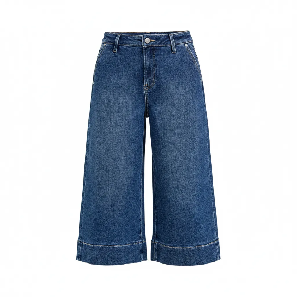 Dark Wash High-Rise Wide-Leg Denim Culottes sold by BOLD elements product image thumbnail 4
