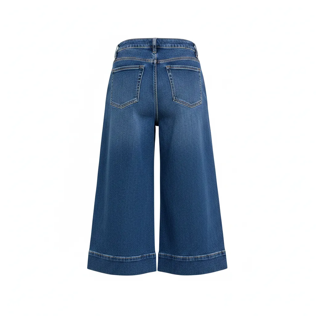 Dark Wash High-Rise Wide-Leg Denim Culottes sold by BOLD elements product image thumbnail 5