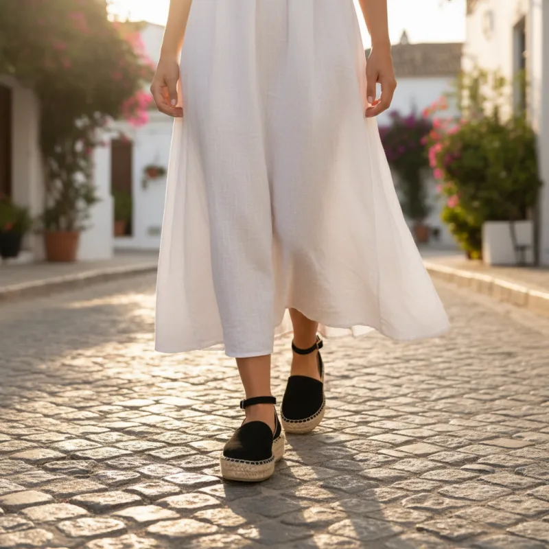 Closed Toe Espadrille Flatform Sandals with Ankle Strap made by Soda