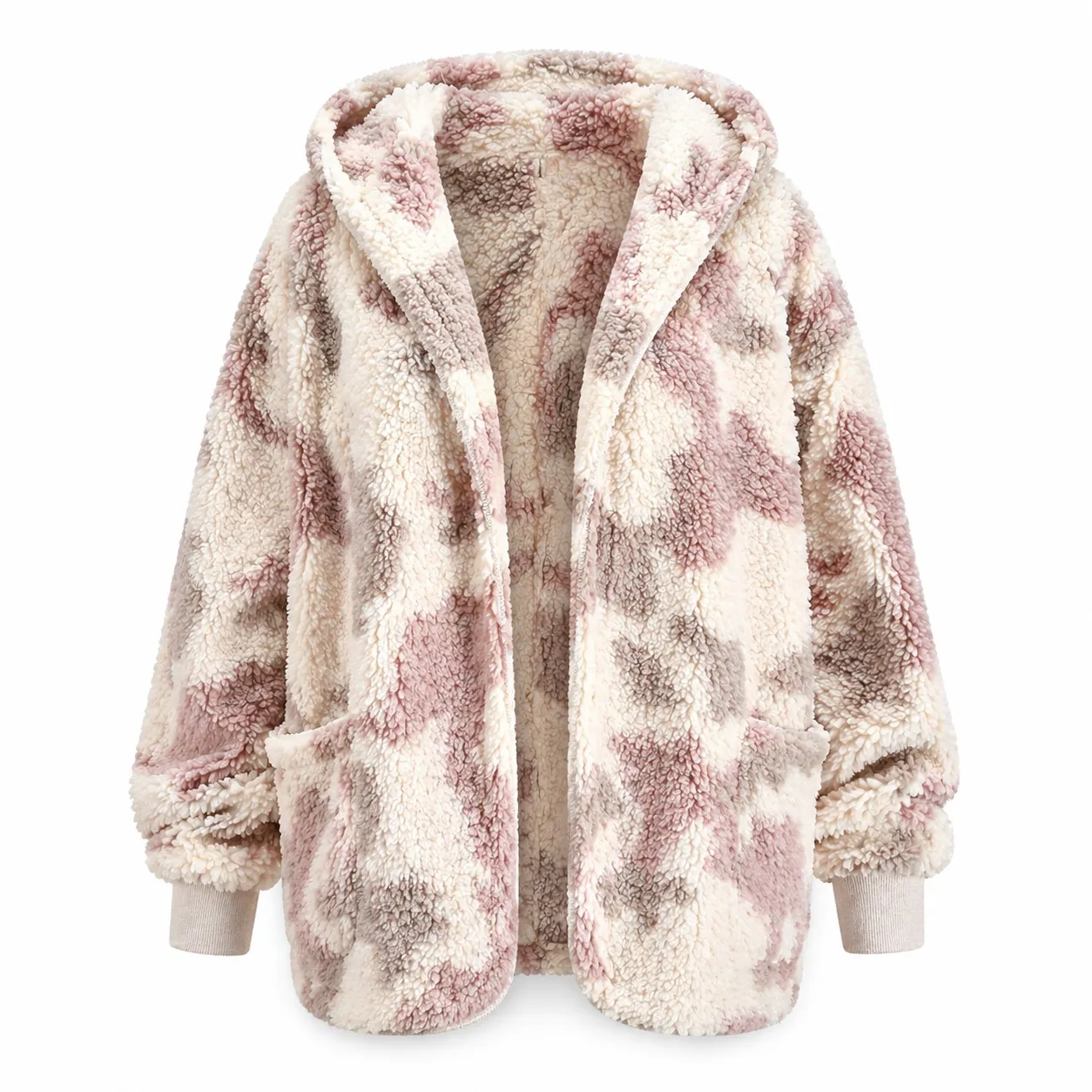 Plush Cream Camo Hooded Cardigan sold by BOLD elements product image thumbnail 4