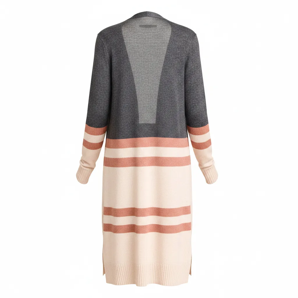 Cashmere Color Block Open-Front Cardigan | Long Knit Layer sold by BOLD elements product image thumbnail 5
