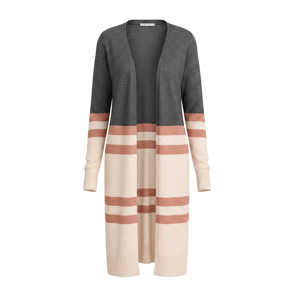 Cashmere Color Block Open-Front Cardigan | Long Knit Layer sold by BOLD elements product image thumbnail 4