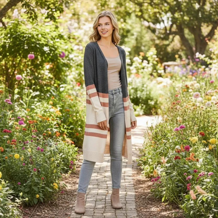 Cashmere Color Block Open-Front Cardigan | Long Knit Layer sold by BOLD elements product image thumbnail 3