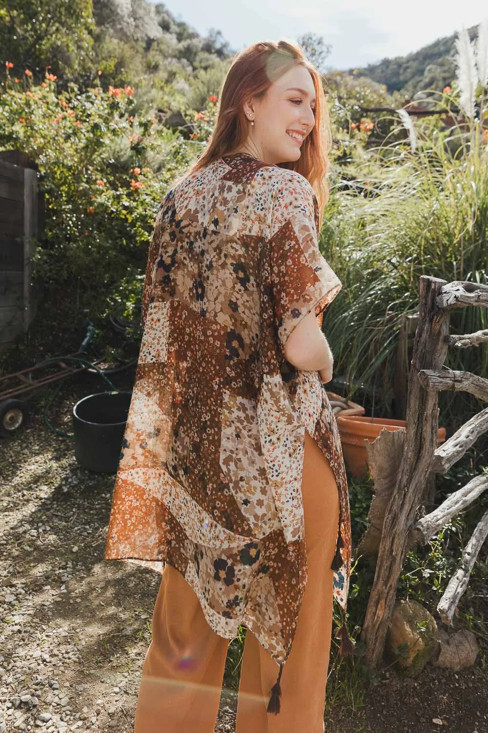 Floral Print Kimono | Open Front Boho Layer sold by BOLD elements product image thumbnail 3