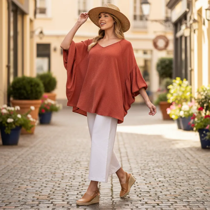 Easel Mineral Washed Gauze Loose Fit Top made by easel