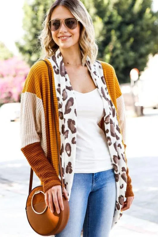 Animal Print Color Block Knit Cardigan sold by BOLD elements
