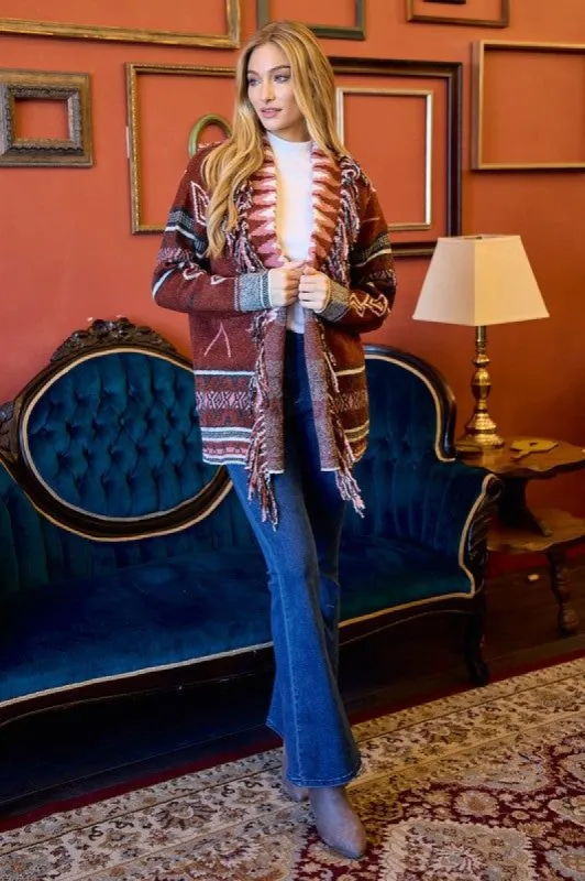 Women's Fringe Detail Knit Retro Cardigan sold by BOLD elements