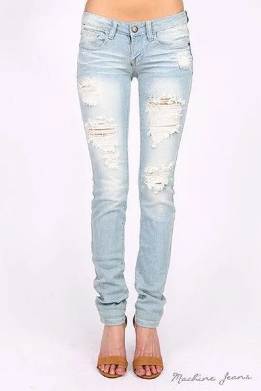 Distressed Low-Rise Skinny Leg Jeans sold by BOLD elements