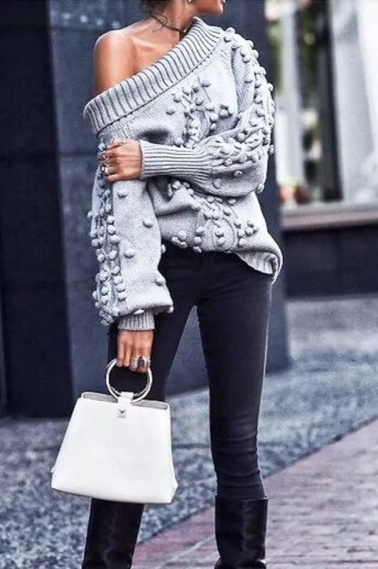 Boat Neck Ribbed Hemming Loose Fit Sweater sold by BOLD elements
