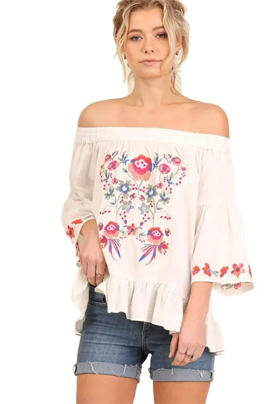 Embroidered Off Shoulder Top sold by BOLD elements