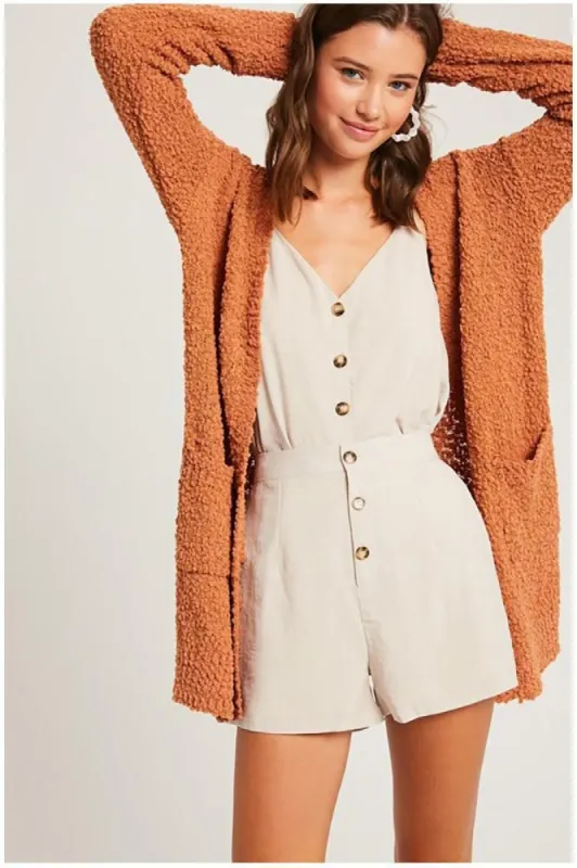 Women's Knitted Popcorn Textured Sweater Cardigan sold by BOLD elements
