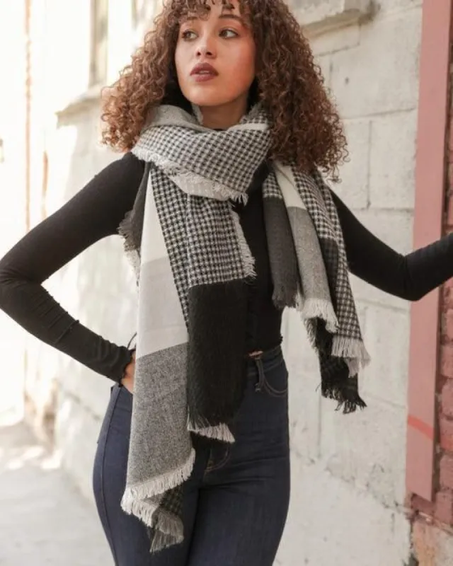 Plaid Waffle Knit Blanket Scarf sold by BOLD elements