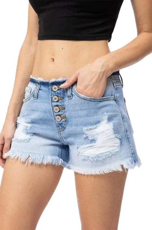 Women's Low Rise Button Fly Denim Shorts sold by BOLD elements