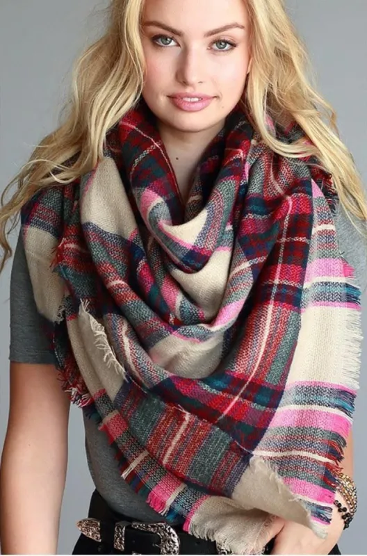 Women Wrap Plaid Blanket Oversized Scarf sold by BOLD elements