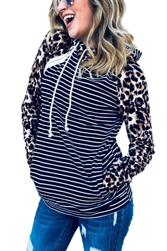 Leopard Stripe Double Hood Zipper Hoodie sold by BOLD elements
