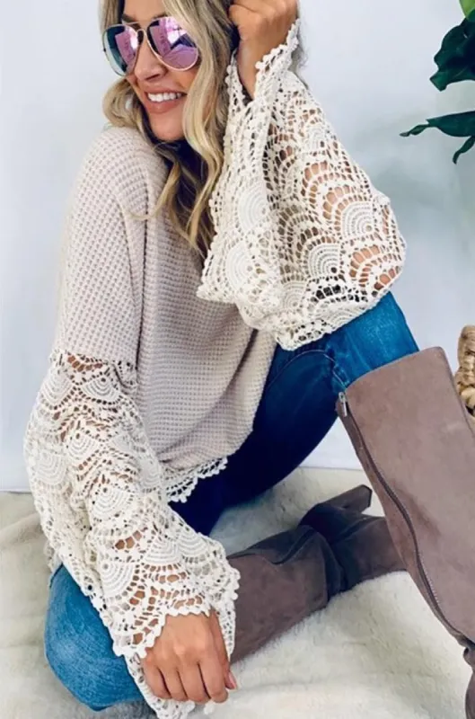 Women Lace Wide Long Sleeves Tunic Tops sold by BOLD elements