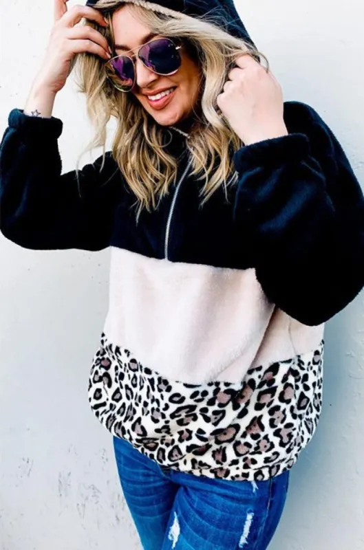 Sherpa Half-Zip Color Block Fleece Hoodie sold by BOLD elements