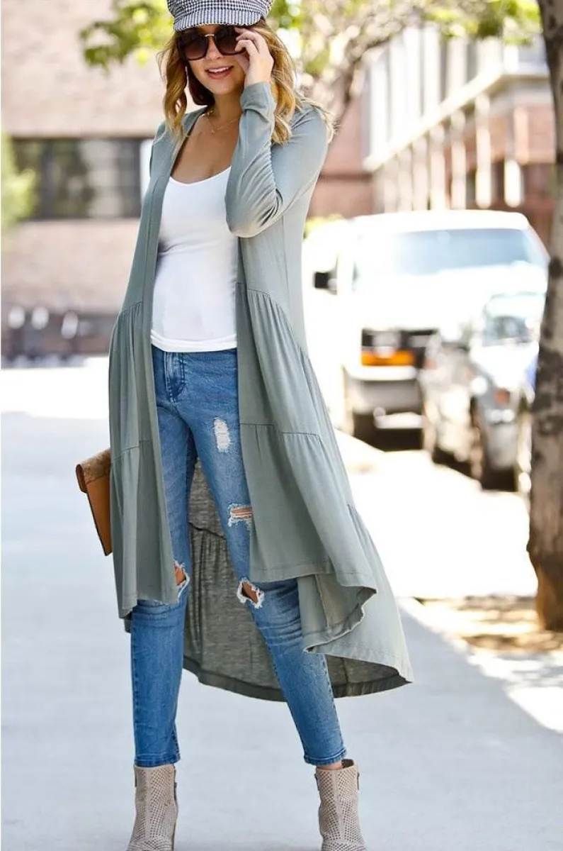 Women's Long Duster Open Front Cardigan sold by BOLD elements