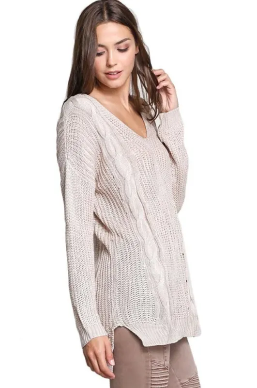 Cross Back Side Slit Sweater Top sold by BOLD elements