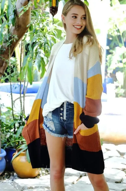 Women's Pastel Rainbow Longline Cardigan sold by BOLD elements