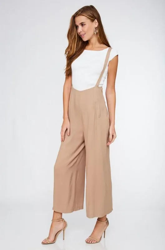 Women's Taupe Short Sleeve Wide Leg Overall sold by BOLD elements