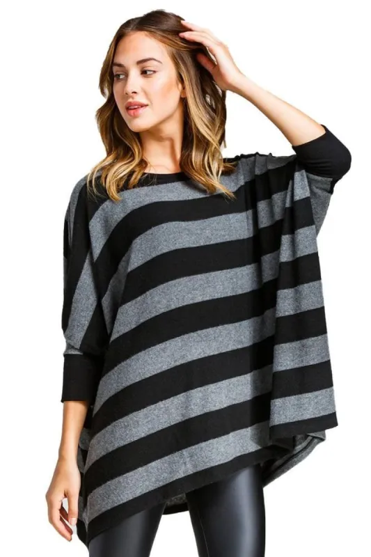 Stripe Drop Shoulder Very Soft Fuzzy Texture Top sold by BOLD elements